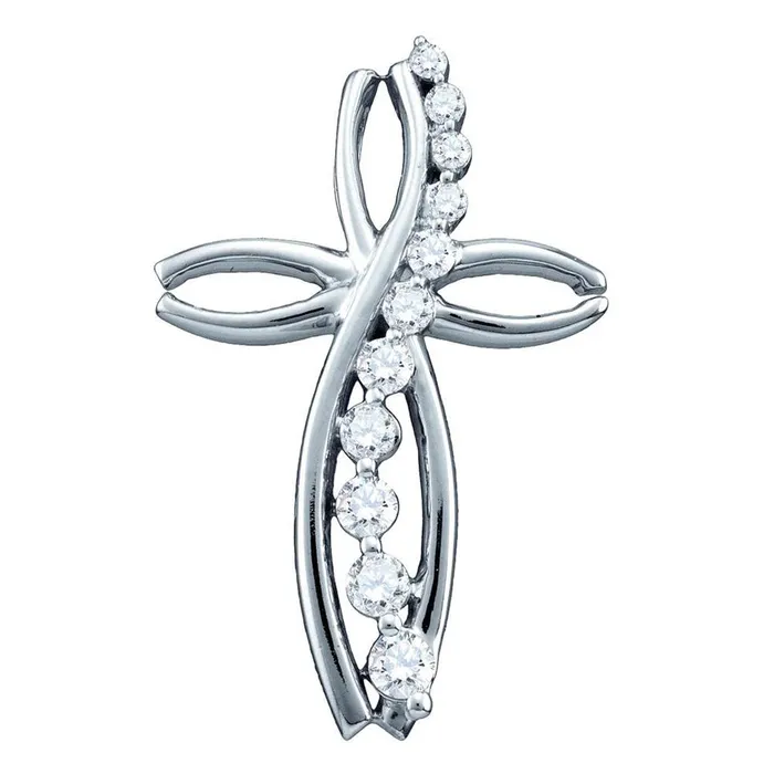 Necklaces 14k White Gold Round Diamond Journey Cross Religious Pendant 14 Cttw gndatlanta Necklaces 14k White Gold Round Diamond Journey Cross Religious Pendant 14 Cttw gndatlanta
