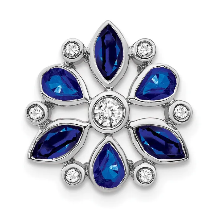 Necklaces 14k White Gold Sapphire and Real Diamond Chain Slide Goldia