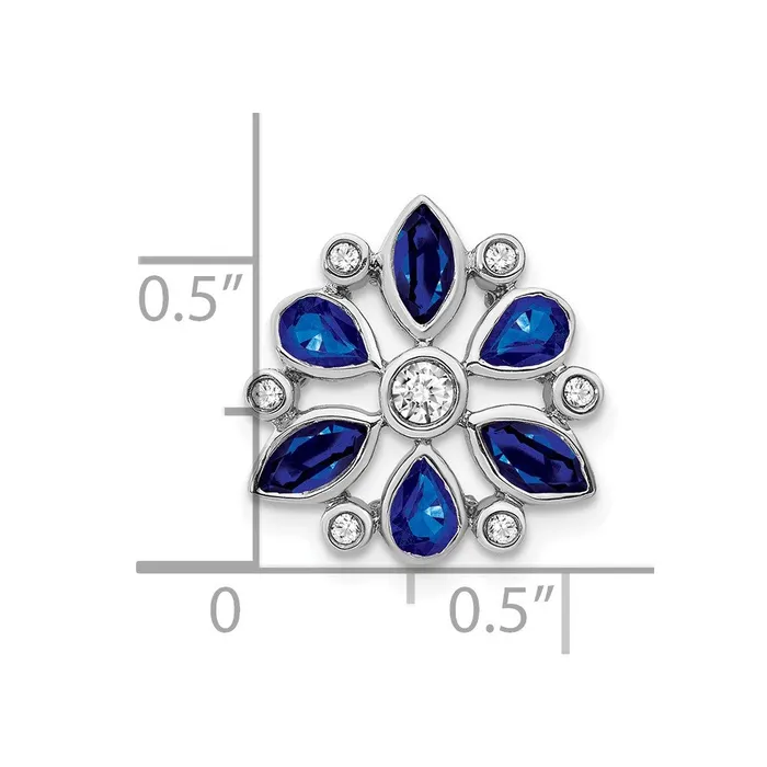 Necklaces 14k White Gold Sapphire and Real Diamond Chain Slide Goldia