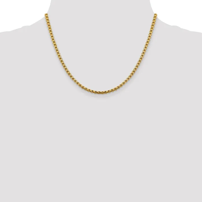 Necklaces 14K Yellow Gold 18 inch 36mm SemiSolid Round Box with Lobster Clasp Chain Necklace MDS Necklaces 14K Yellow Gold 18 inch 36mm SemiSolid Round Box with Lobster Clasp Chain Necklace MDS