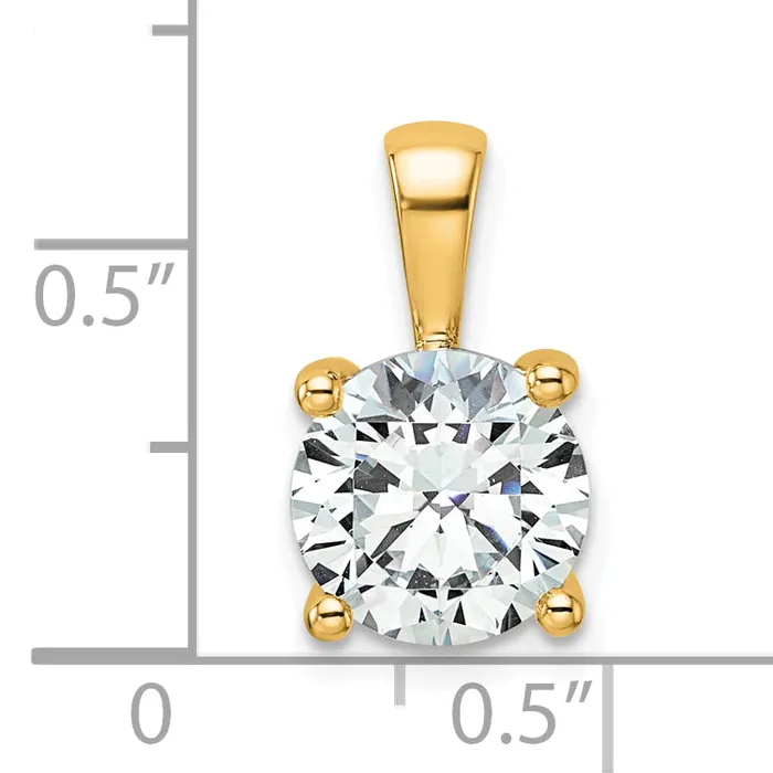 Necklaces 14k Yellow Gold 2 12 Ct Lab Grown Diamond VSSI G Round Four Prong Pendant Goldia
