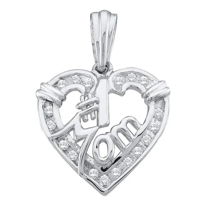 Necklaces 14kt White Gold Round Diamond 1 Mom Mother Heart Pendant 16 Cttw gndatlanta Necklaces 14kt White Gold Round Diamond 1 Mom Mother Heart Pendant 16 Cttw gndatlanta