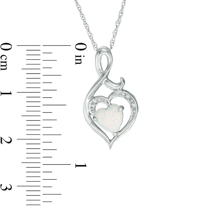 Necklaces 60mm HeartShaped LabCreated Opal and Diamond Accent Swirl Heart Pendant in 10K White Gold Goldia Necklaces 60mm HeartShaped LabCreated Opal and Diamond Accent Swirl Heart Pendant in 10K White Gold Goldia