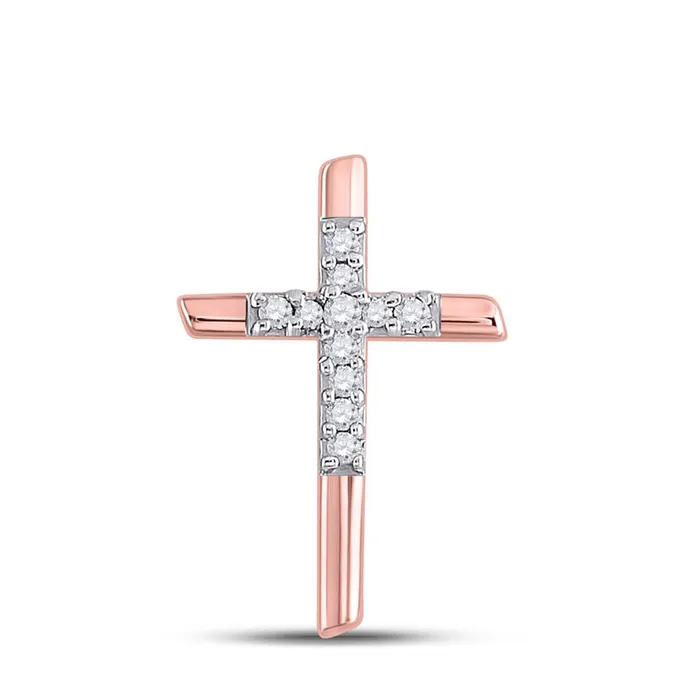 Necklaces gndatlanta 10k Rose Gold Round Diamond Cross Pendant 112 Cttw