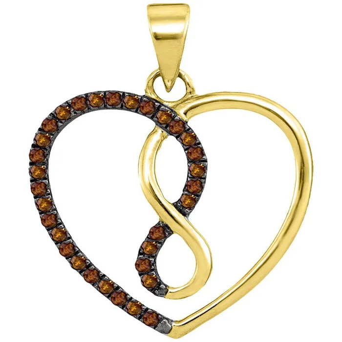 Necklaces gndatlanta 10k Yellow Gold Round Brown Diamond Heart Infinity Pendant 18 Cttw Necklaces gndatlanta 10k Yellow Gold Round Brown Diamond Heart Infinity Pendant 18 Cttw