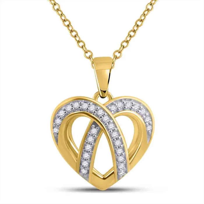 Necklaces gndatlanta 10k Yellow Gold Round Diamond Heart Pendant 110 Cttw