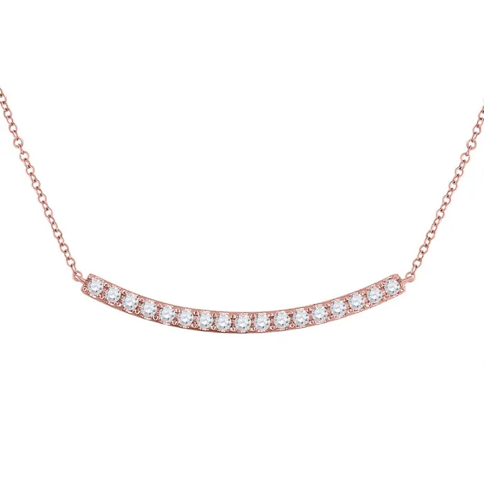Necklaces gndatlanta 14k Rose Gold Round Diamond Curved Bar Necklace 34 Cttw Necklaces gndatlanta 14k Rose Gold Round Diamond Curved Bar Necklace 34 Cttw
