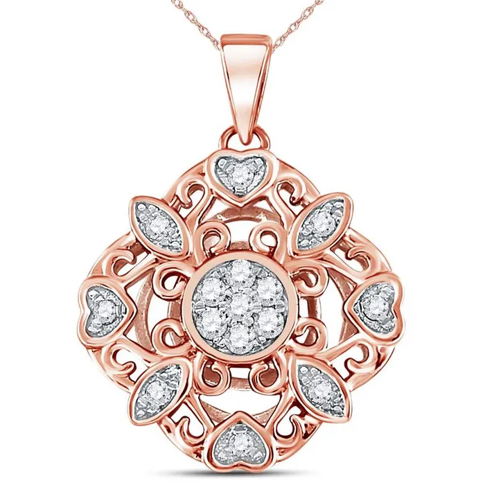 Necklaces gndatlanta 14k Rose Gold Round Diamond Diagonal Square Heart Cluster Pendant 14 Cttw Necklaces gndatlanta 14k Rose Gold Round Diamond Diagonal Square Heart Cluster Pendant 14 Cttw