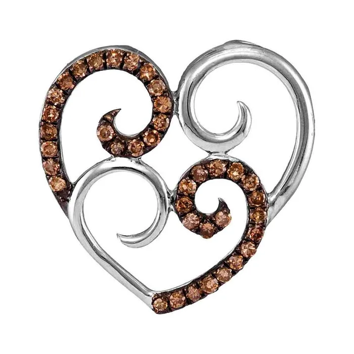Necklaces gndatlanta 14k White Gold Brown Diamond Curled Double Heart Pendant 14 Cttw Necklaces gndatlanta 14k White Gold Brown Diamond Curled Double Heart Pendant 14 Cttw
