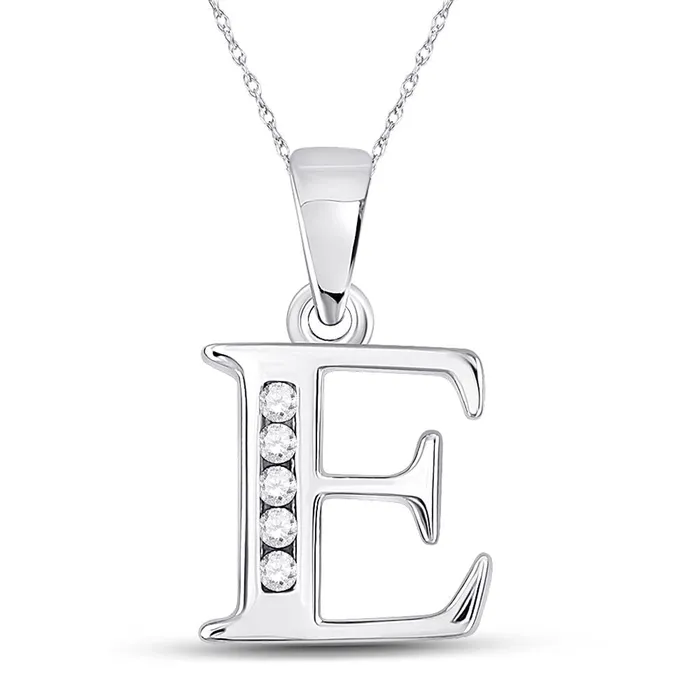 Necklaces gndatlanta 14k White Gold Round Diamond E Initial Letter Pendant 120 Cttw