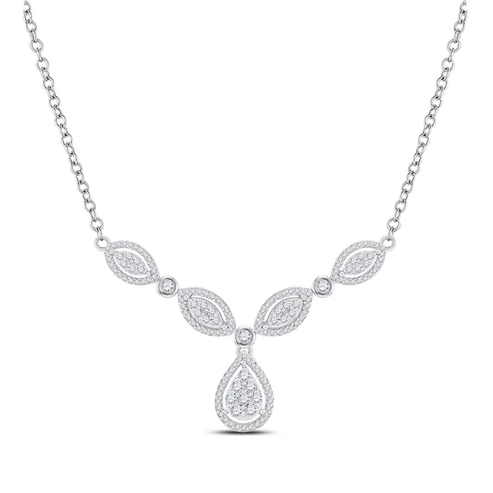 Necklaces gndatlanta 14k White Gold Round Diamond Teardrop Necklace 34 Cttw Necklaces gndatlanta 14k White Gold Round Diamond Teardrop Necklace 34 Cttw