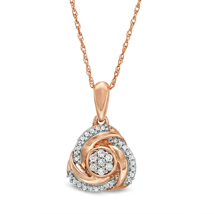 Necklaces Goldia 007 CT TW Composite Natural Diamond Love Knot Pendant in 10K Rose Gold Necklaces Goldia 007 CT TW Composite Natural Diamond Love Knot Pendant in 10K Rose Gold
