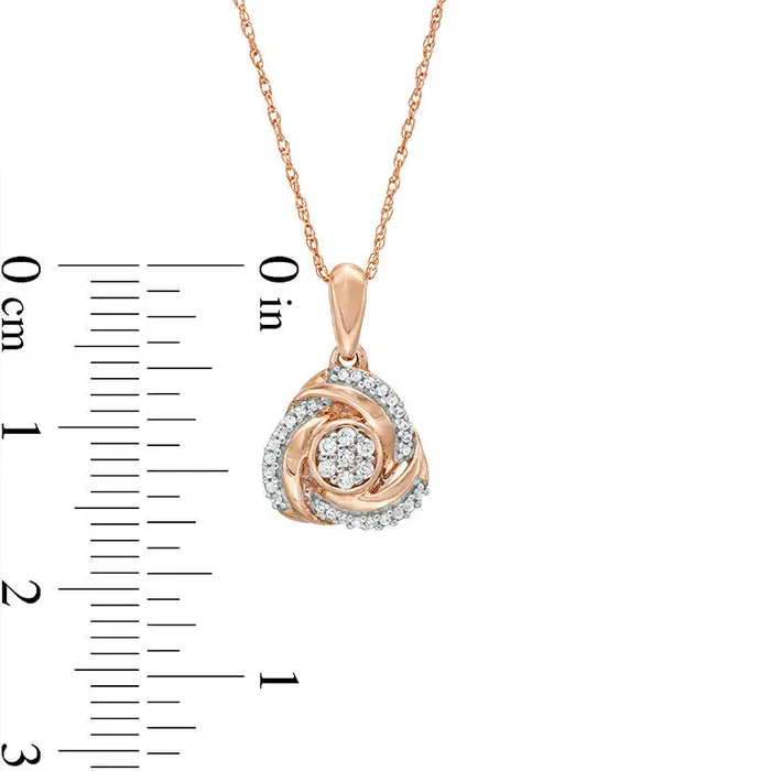 Necklaces Goldia 007 CT TW Composite Natural Diamond Love Knot Pendant in 10K Rose Gold Necklaces Goldia 007 CT TW Composite Natural Diamond Love Knot Pendant in 10K Rose Gold