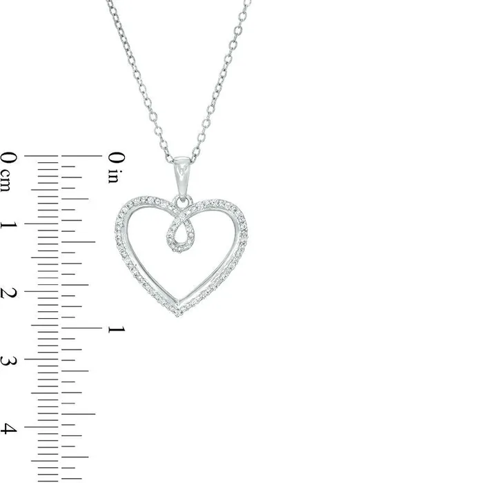 Necklaces Goldia 01 CT TW Natural Diamond Heart Loop Pendant in Sterling Silver Necklaces Goldia 01 CT TW Natural Diamond Heart Loop Pendant in Sterling Silver