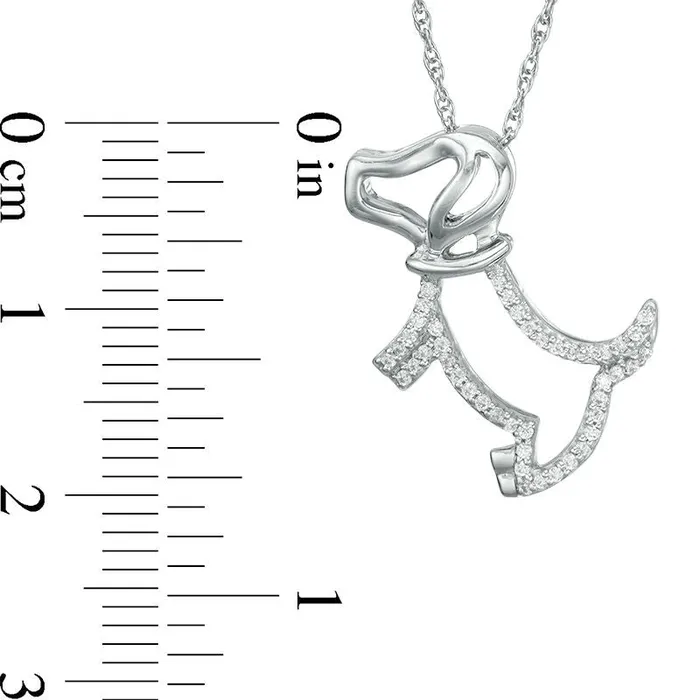 Necklaces Goldia 013 CT TW Natural Diamond Dog with Collar Pendant in Sterling Silver Necklaces Goldia 013 CT TW Natural Diamond Dog with Collar Pendant in Sterling Silver