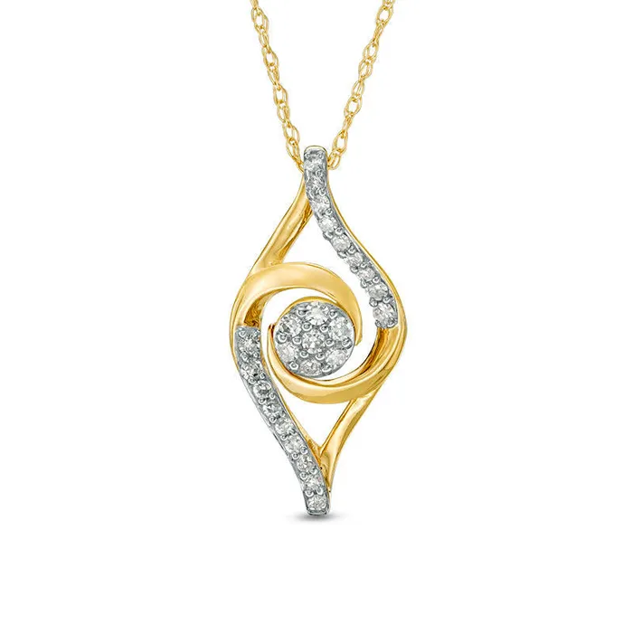 Necklaces Goldia 017 CT TW Composite Natural Diamond Swirl Marquise Pendant in 10K Yellow Gold Necklaces Goldia 017 CT TW Composite Natural Diamond Swirl Marquise Pendant in 10K Yellow Gold