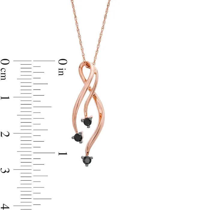 Necklaces Goldia 017 CT TW Enhanced Black Natural Diamond Triple Ribbon Pendant in 10K Rose Gold Necklaces Goldia 017 CT TW Enhanced Black Natural Diamond Triple Ribbon Pendant in 10K Rose Gold