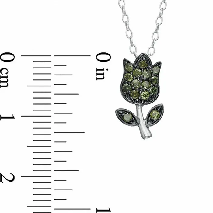 Necklaces Goldia 02 CT TW Enhanced Green Natural Diamond Tulip Pendant in Sterling Silver Necklaces Goldia 02 CT TW Enhanced Green Natural Diamond Tulip Pendant in Sterling Silver