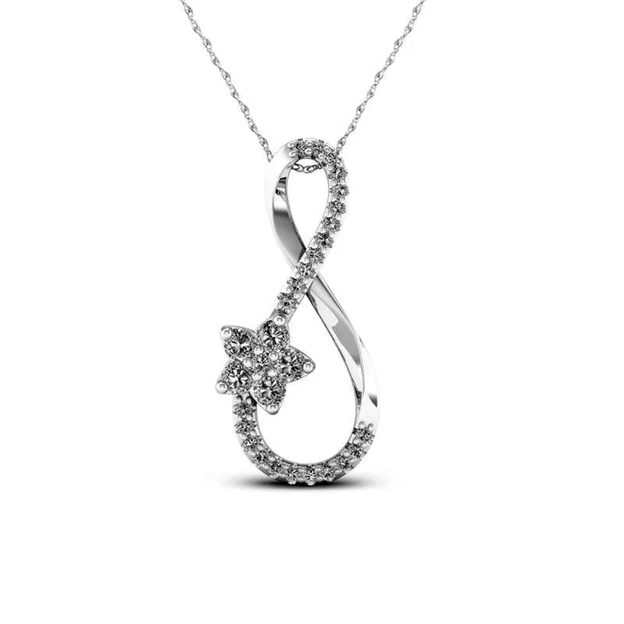 Necklaces Goldia 02 CT TW Natural Diamond Star Infinity Pendant in 10K White Gold Necklaces Goldia 02 CT TW Natural Diamond Star Infinity Pendant in 10K White Gold
