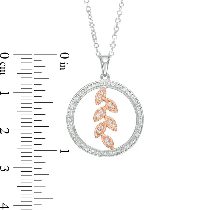 Necklaces Goldia 025 CT TW Natural Diamond Leaf Circle Pendant in 10K TwoTone Gold Necklaces Goldia 025 CT TW Natural Diamond Leaf Circle Pendant in 10K TwoTone Gold