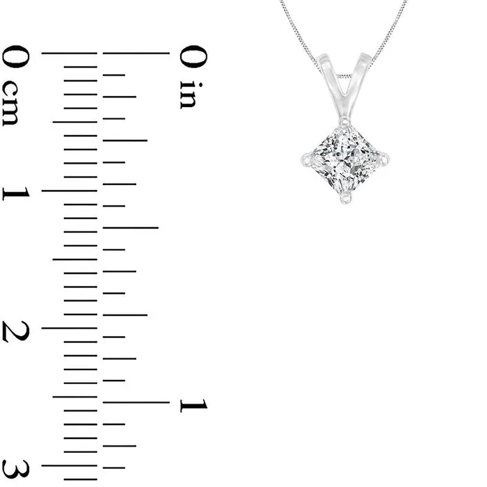 Necklaces Goldia 05 CT Certified PrincessCut Natural Clarity Enhanced Solitaire Pendant in 14K White Gold ISI2 Necklaces Goldia 05 CT Certified PrincessCut Natural Clarity Enhanced Solitaire Pendant in 14K White Gold ISI2