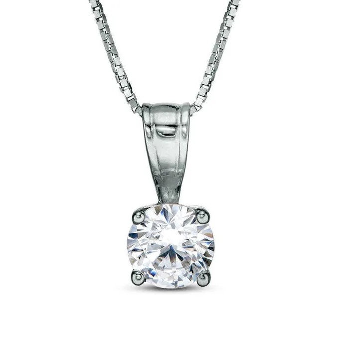 Necklaces Goldia 05 CT Natural Clarity Enhanced Solitaire Pendant in 14K White Gold Necklaces Goldia 05 CT Natural Clarity Enhanced Solitaire Pendant in 14K White Gold