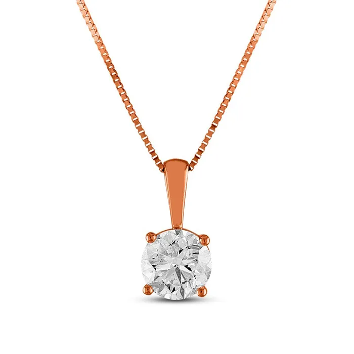 Necklaces Goldia 1 CT Natural Clarity Enhanced Solitaire Pendant in 14K Rose Gold JI3
