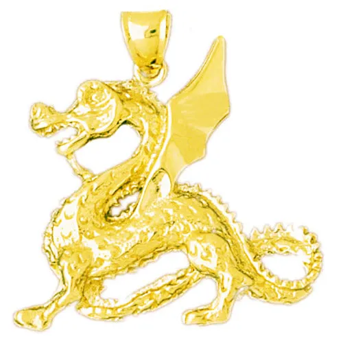 Necklaces Goldia 14K Gold 35MM Dragon Pendant