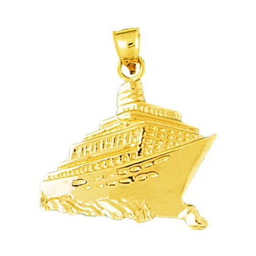 Necklaces Goldia 14K Gold Ocean Cruise Ship and Waves Pendant