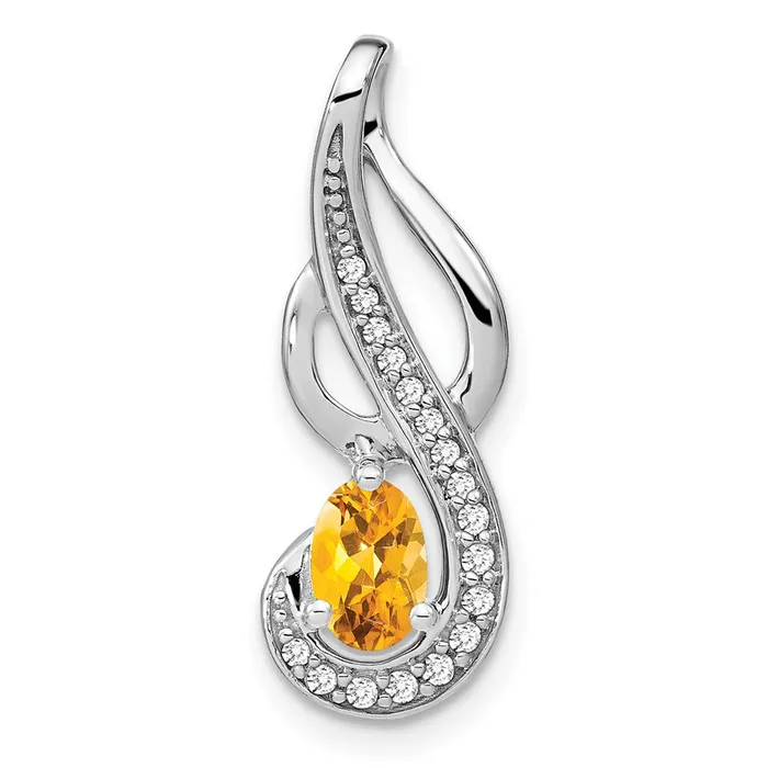 Necklaces Goldia 14k White Gold Citrine and Real Diamond Swirl Pendant