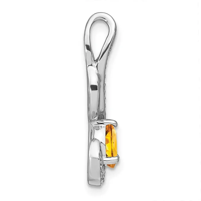 Necklaces Goldia 14k White Gold Citrine and Real Diamond Swirl Pendant