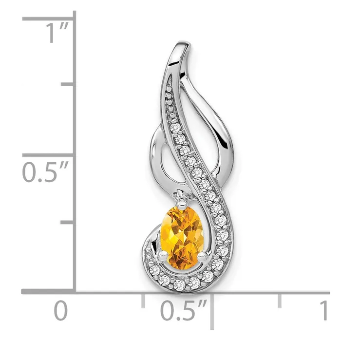 Necklaces Goldia 14k White Gold Citrine and Real Diamond Swirl Pendant