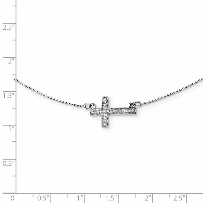 Necklaces Goldia 14k White Gold Diamond Sideways Cross 18in Necklace