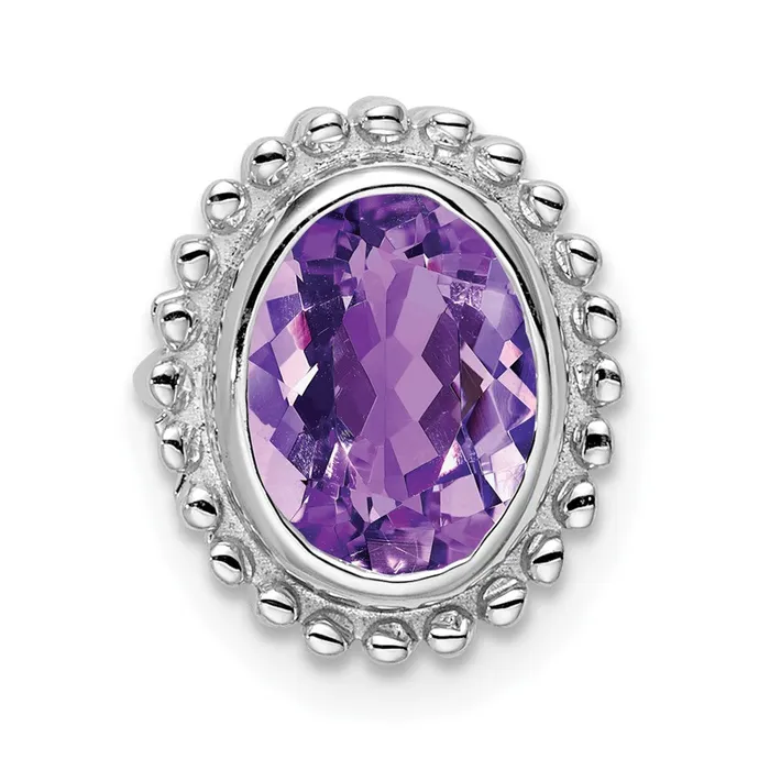 Necklaces Goldia 14K White Gold Oval Amethyst Chain Slide
