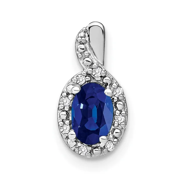 Necklaces Goldia 14k White Gold Oval Sapphire and Real Diamond Halo Pendant Necklaces Goldia 14k White Gold Oval Sapphire and Real Diamond Halo Pendant