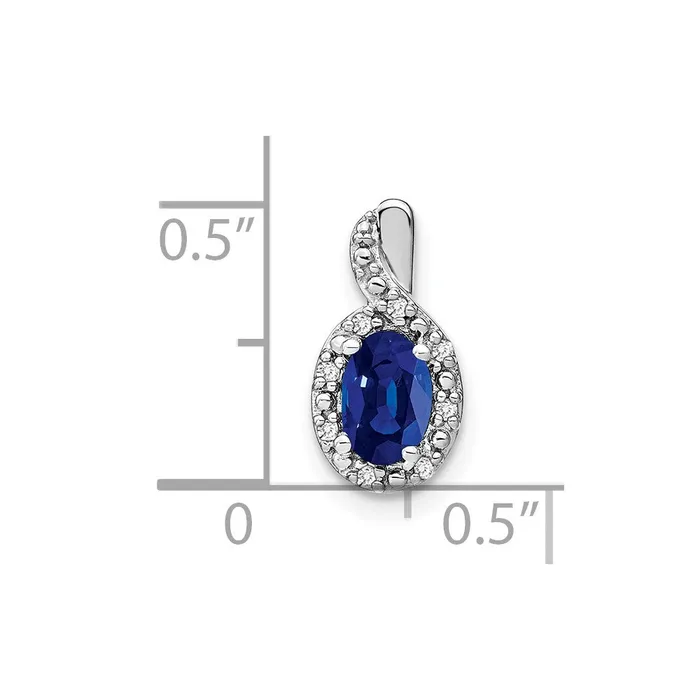 Necklaces Goldia 14k White Gold Oval Sapphire and Real Diamond Halo Pendant