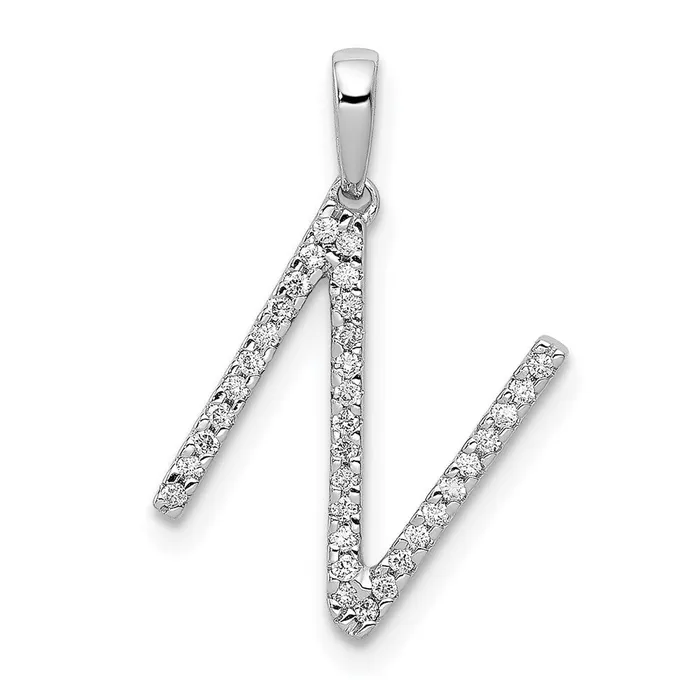 Necklaces Goldia 14K White Gold Real Diamond Letter N Initial Pendant