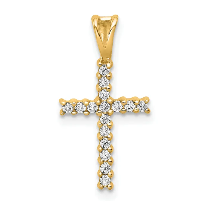 Necklaces Goldia 14k Yellow Gold 16 Ct Lab Grown Diamond VSSI G Cross Pendant Necklaces Goldia 14k Yellow Gold 16 Ct Lab Grown Diamond VSSI G Cross Pendant