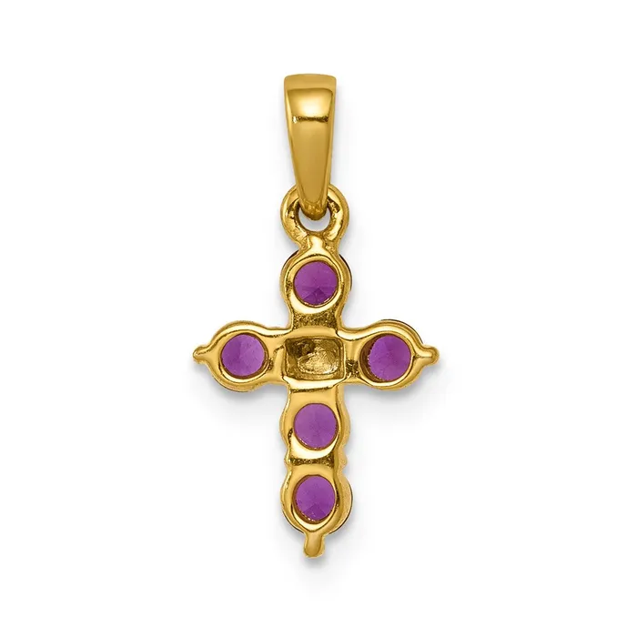 Necklaces Goldia 14K Yellow Gold 30 Ruby and Real Diamond Cross Pendant