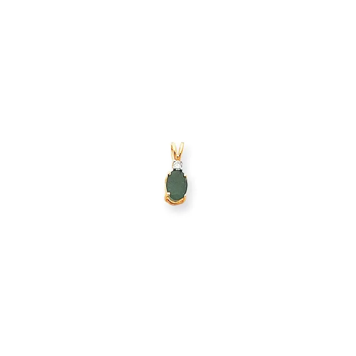 Necklaces Goldia 14K Yellow Gold 7x5mm Oval Emerald A Real Diamond pendant Necklaces Goldia 14K Yellow Gold 7x5mm Oval Emerald A Real Diamond pendant