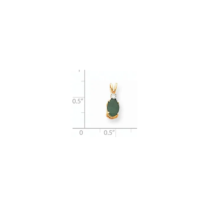 Necklaces Goldia 14K Yellow Gold 7x5mm Oval Emerald A Real Diamond pendant