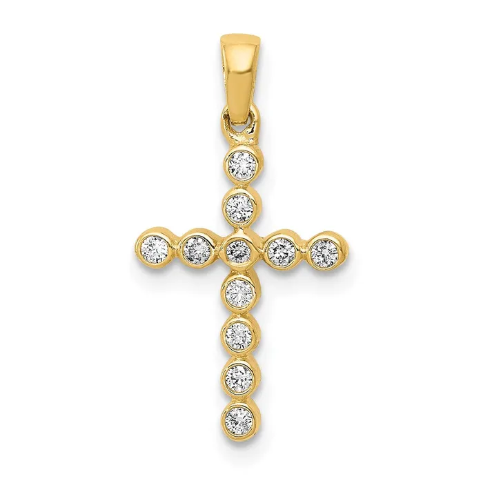 Necklaces Goldia 14K Yellow Gold Polished 110ct Real Diamond Cross Pendant
