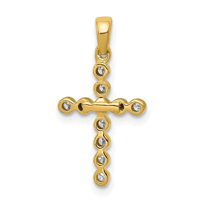 Necklaces Goldia 14K Yellow Gold Polished 110ct Real Diamond Cross Pendant