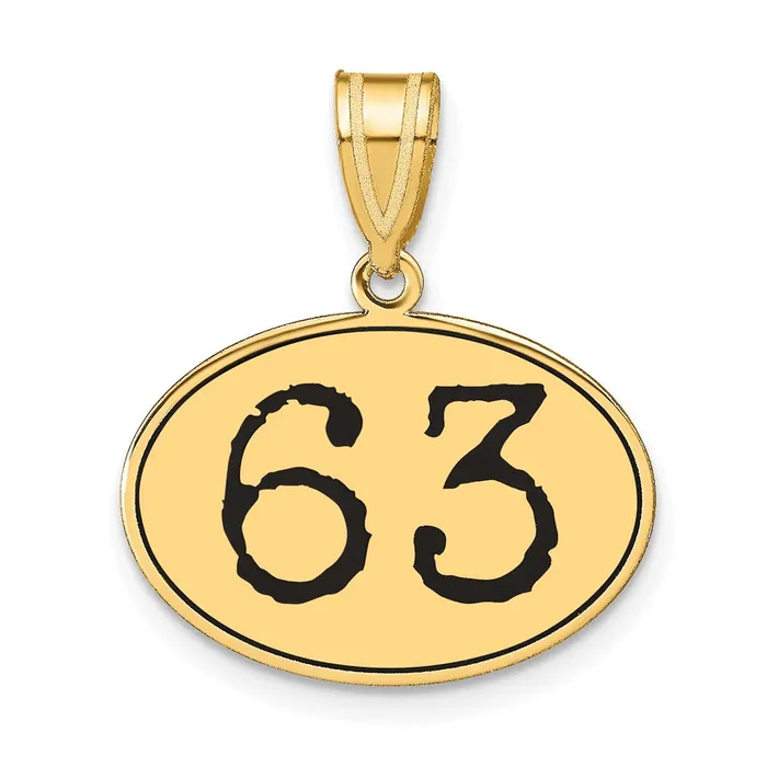 Necklaces Goldia 14k Yellow Gold Polished Number 63 Black Enamel Oval Pendant Necklaces Goldia 14k Yellow Gold Polished Number 63 Black Enamel Oval Pendant