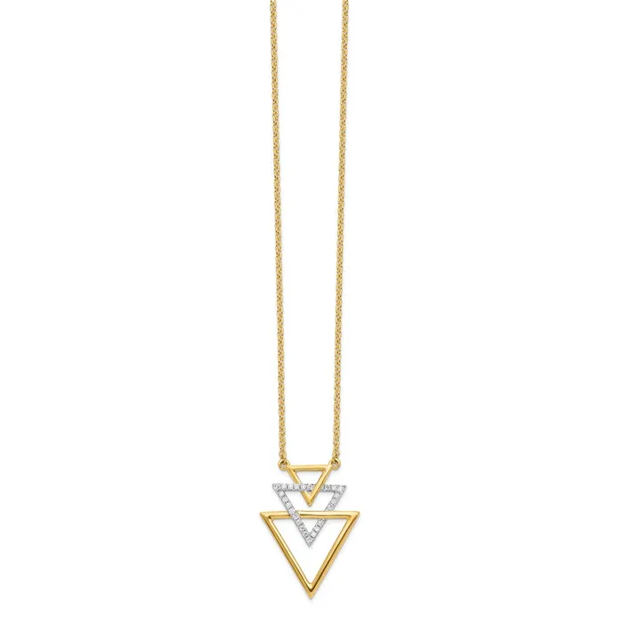 Necklaces Goldia 14K Yellow Gold Polished Triple Stacked Triangle Real Diamond 18in Necklace