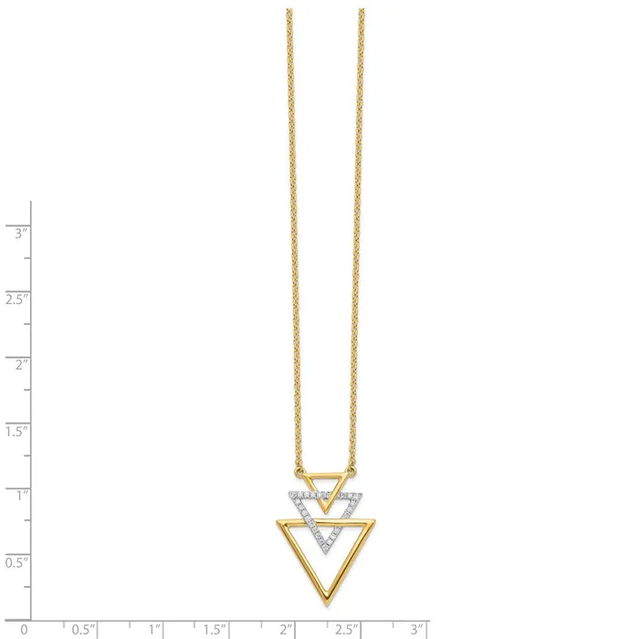 Necklaces Goldia 14K Yellow Gold Polished Triple Stacked Triangle Real Diamond 18in Necklace
