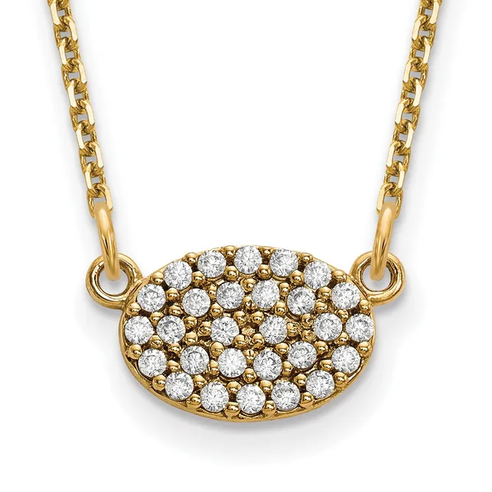 Necklaces Goldia 14K Yellow Gold Real Diamond Cluster Oval Necklace