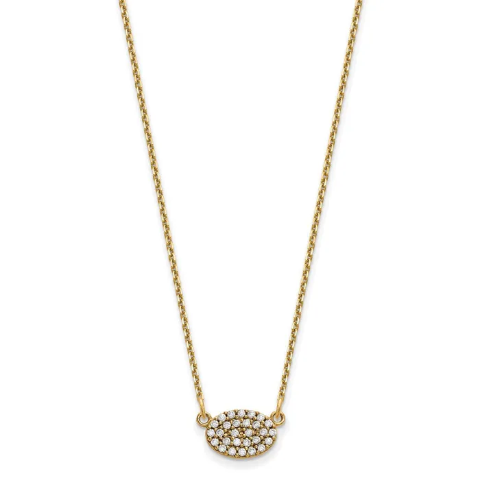 Necklaces Goldia 14K Yellow Gold Real Diamond Cluster Oval Necklace