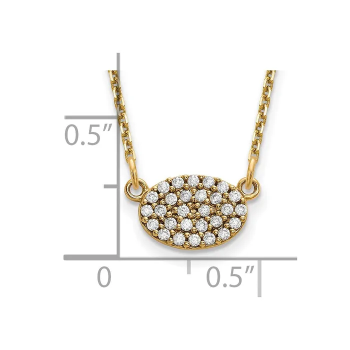 Necklaces Goldia 14K Yellow Gold Real Diamond Cluster Oval Necklace