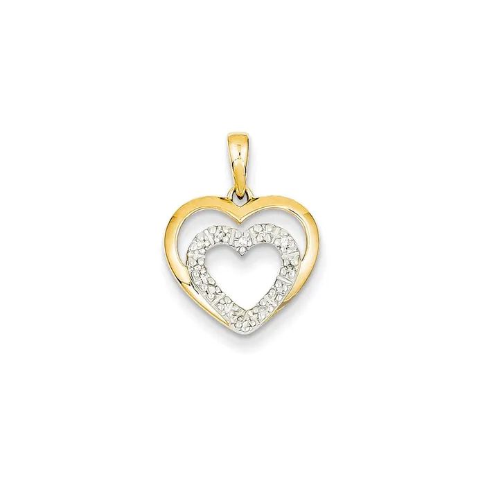 Necklaces Goldia 14K Yellow Gold Real Diamond Double Heart Pendant